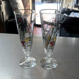 2 Vintage Great Britain drinking glasses- from the Pearl Harbor attack